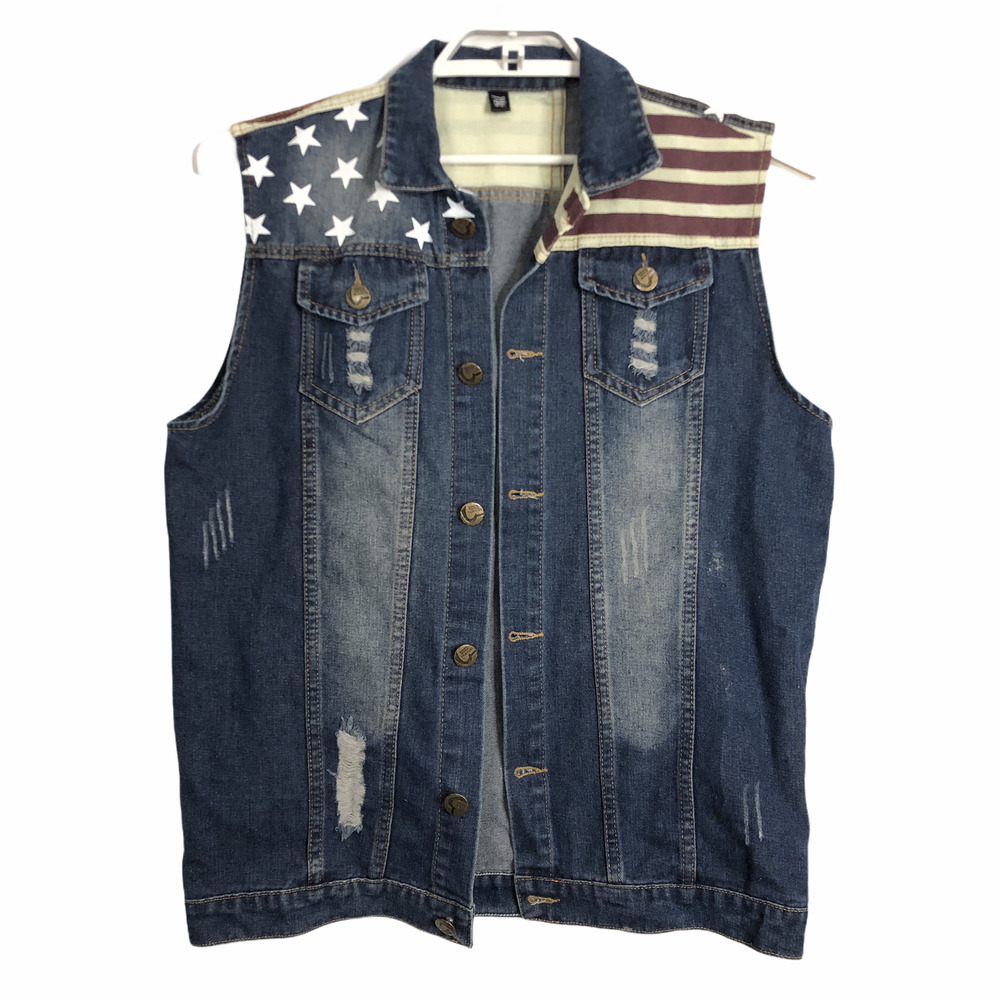 WantDo  XL* American Flag Stars/Stripes Jean Vest